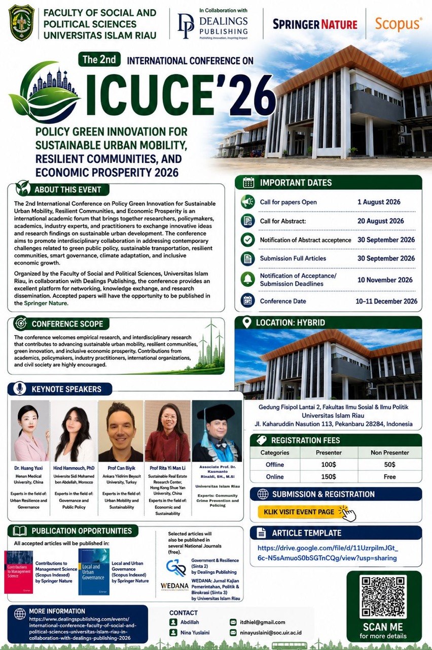 The 2nd International Conference on Policy Green Innovation for Sustainable Urban Mobility, Resilient Communities, and Economic Prosperity 2026